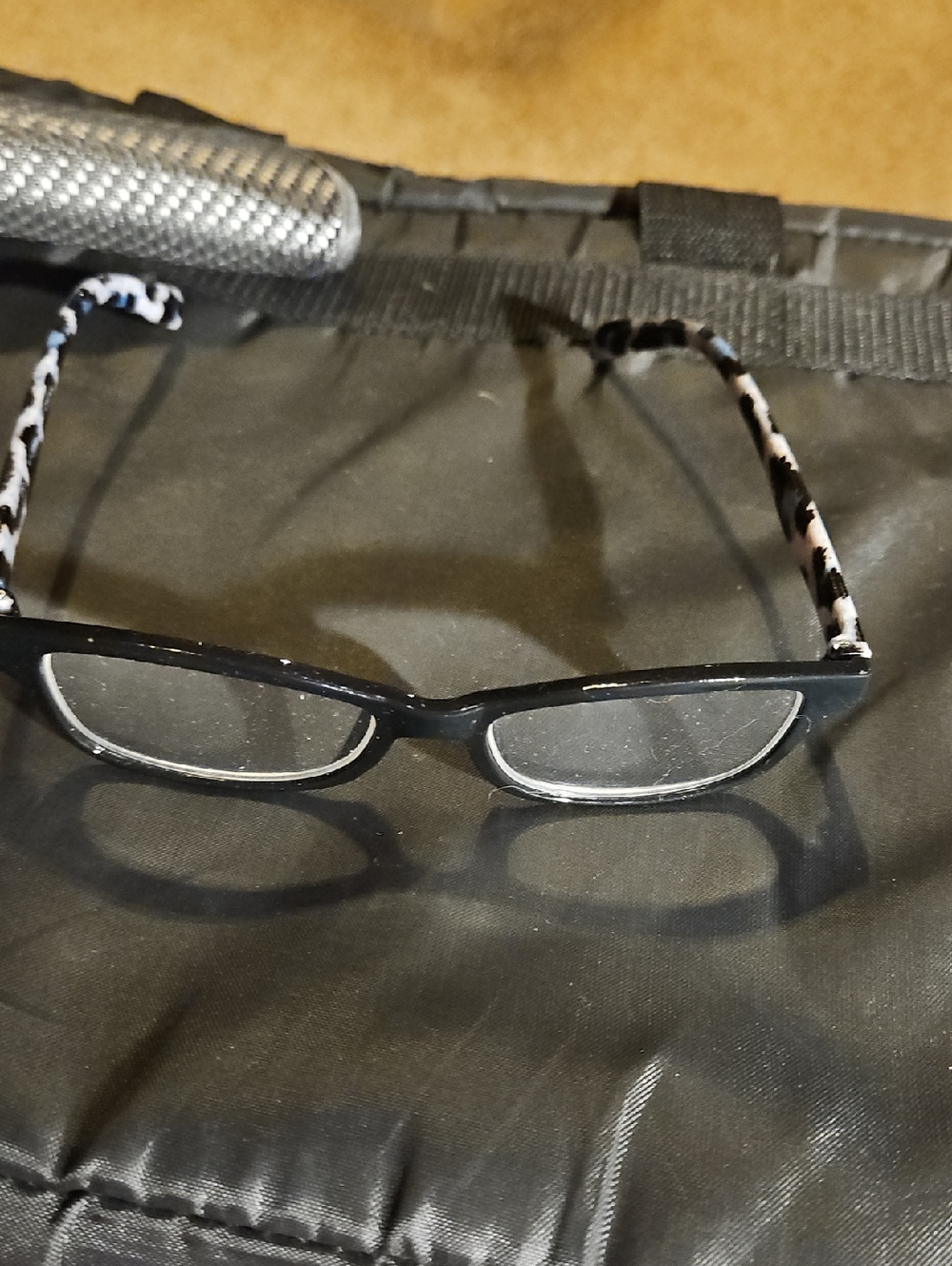 Black Frame Sunglasses with Patterned Temples